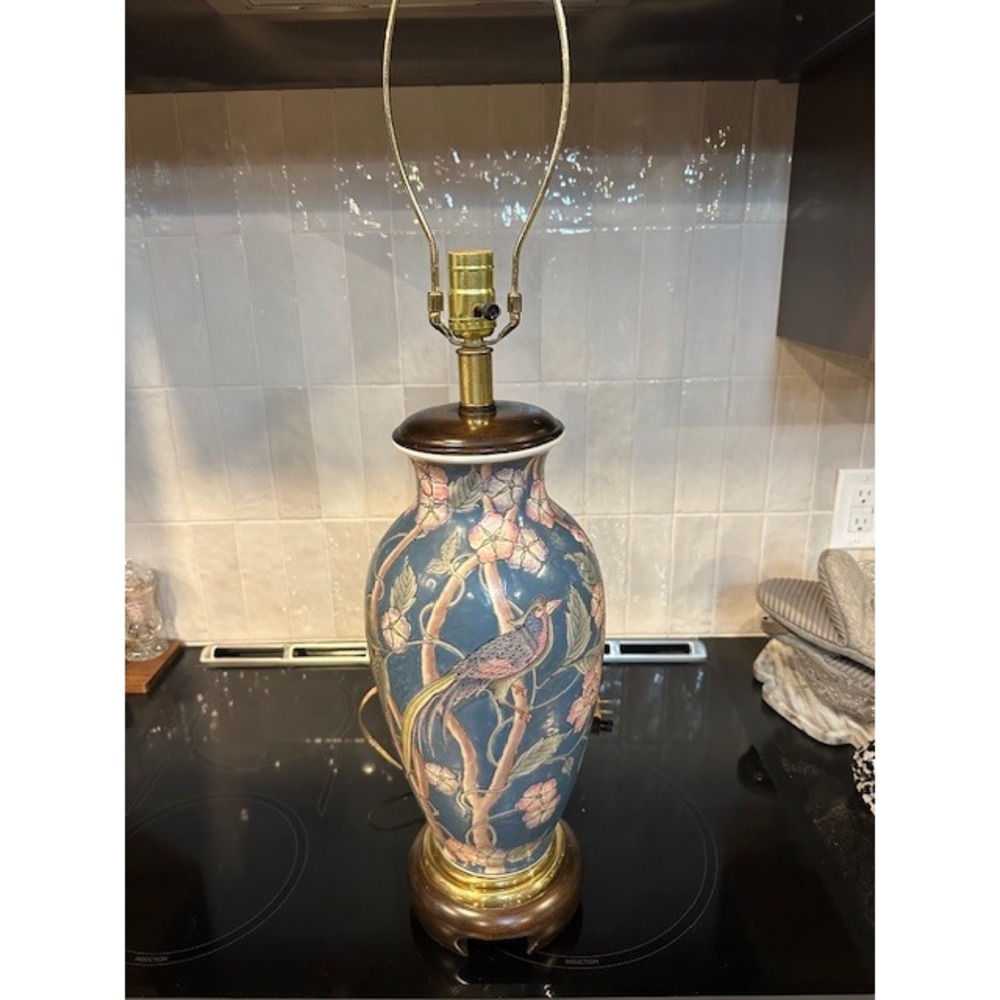 Vintage Frederick Cooper Ceramic Lamp With Exotic Bird Motif